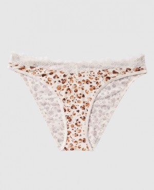 La Senza Bikini Panty Women's Underwear Cream Leopard | C7aJ2Qvq