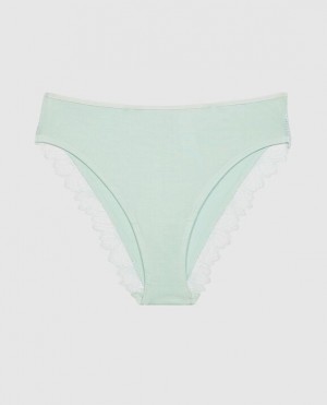 La Senza Bikini Panty Women's Underwear White Green | 32Ux34cM