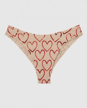 La Senza High Leg Cheeky Panty Women's Underwear Foiled Hearts Rosetan | E5NCI8j2