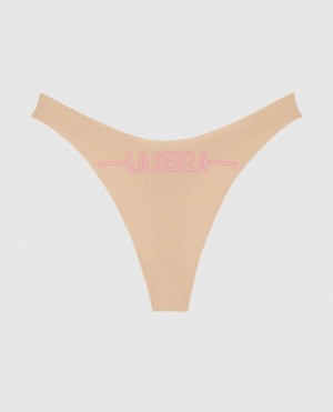 La Senza High Leg Thong Panty Women's Underwear Pink | QT5UNiNX