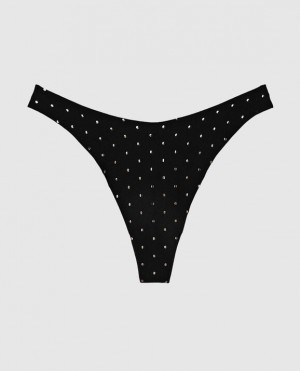 La Senza High Leg Thong Panty Women's Underwear Black | juGJ7GAY