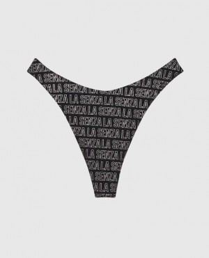 La Senza High Leg Thong Panty Women's Underwear Black | NRbizUIl