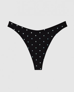 La Senza High Leg Thong Panty Women's Underwear Black | kiHAETz6