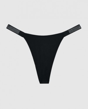 La Senza High Leg Thong Panty Women's Underwear Black | zMPAOdPz