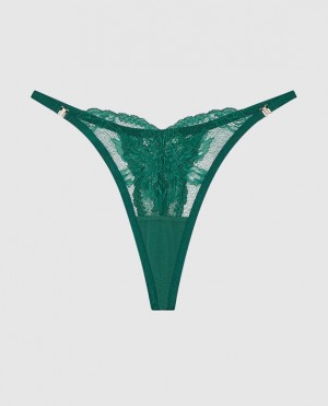 La Senza High Leg Thong Panty Women's Underwear Green | kcQqbGfi