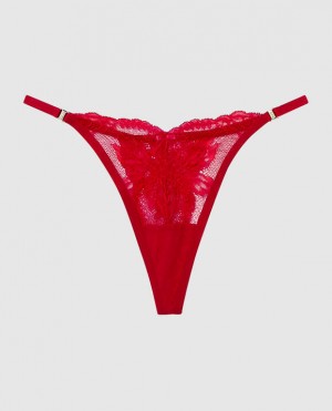 La Senza High Leg Thong Panty Women's Underwear Red | J3XyWBqv