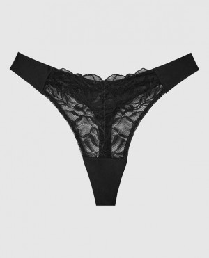 La Senza High Leg Thong Panty Women's Underwear Black | ZTWqmiUo