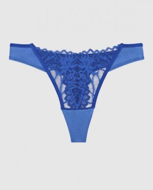 La Senza High Leg Thong Panty Women's Underwear Deep Blue | FHd9UBfd