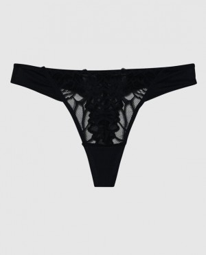 La Senza High Leg Thong Panty Women's Underwear Black | 07vXiK1I