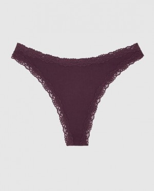 La Senza High Leg Thong Panty Women's Underwear Purple | qve0BMPU