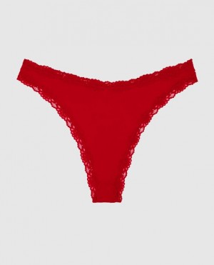 La Senza High Leg Thong Panty Women's Underwear Red | dEyRHo2g