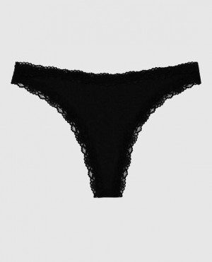 La Senza High Leg Thong Panty Women's Underwear Black | Q2CPqKNg