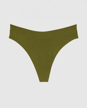 La Senza High Leg Thong Panty Women's Underwear Avocado | hSExrqcW