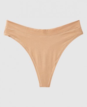 La Senza High Leg Thong Panty Women's Underwear Pecan | yvRKNj5x