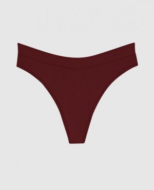 La Senza High Leg Thong Panty Women's Underwear Red Burgundy | auYOuKQc