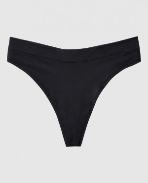 La Senza High Leg Thong Panty Women's Underwear Black | AigtHPet