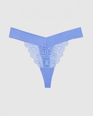 La Senza High Leg Thong Panty Women's Underwear Blue | ZOdWhKu4