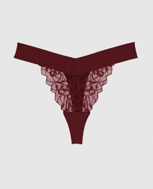 La Senza High Leg Thong Panty Women's Underwear Red Burgundy | yLdJ62Zw