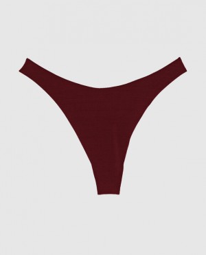 La Senza High Leg Thong Panty Women's Underwear Red Burgundy | x2uGmKJB