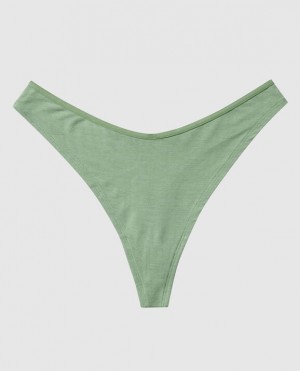 La Senza High Leg Thong Panty Women's Underwear Olive | 40jT0T6Z