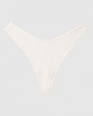 La Senza High Leg Thong Panty Women's Underwear Cream | HNdJ3gy1