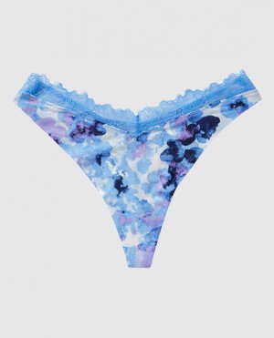 La Senza High Leg Thong Panty Women's Underwear Blue | FcbcJYrP