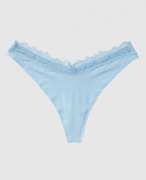 La Senza High Leg Thong Panty Women's Underwear Blue | UHfzjBiw