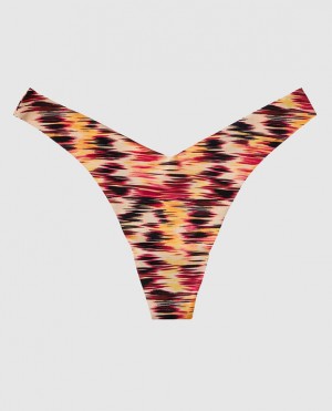 La Senza High Leg Thong Panty Women's Underwear Warm Ikat Waves | Mcfh0Dyw