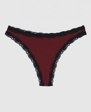 La Senza High Leg Thong Panty Women's Underwear Red Burgundy | nNz96gnY