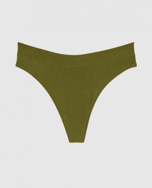 La Senza High Leg Thong Panty Women's Underwear Avocado | zZU6etdi