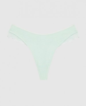 La Senza High Leg Thong Panty Women's Underwear White Green | Iq6jjExb