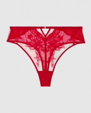 La Senza High Waist Thong Panty Women's Underwear Red | TufWZ0Hb