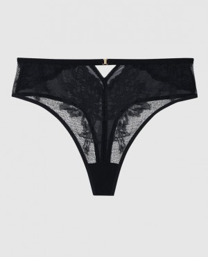 La Senza High Waist Thong Panty Women's Underwear Black | BhWh63Rm