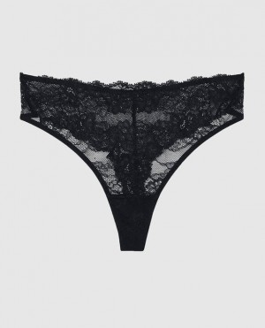 La Senza High Waist Thong Panty Women's Underwear Black | cNqVOE33