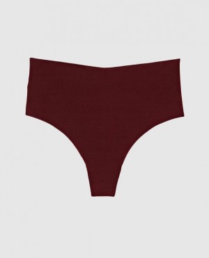 La Senza High Waist Thong Panty Women's Underwear Red Burgundy | BI24Mn13