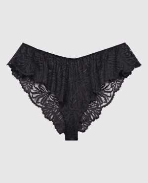 La Senza Lace Cheeky Panty Women's Underwear Black | UWqE4O28