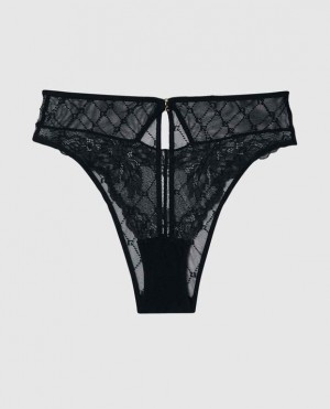 La Senza Lace Cheeky Panty Women's Underwear Black | dnUrMdrT