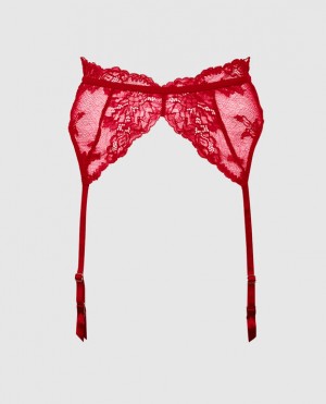 La Senza Lace Garter Panty Women's Pajamas Red | ttDORH5e