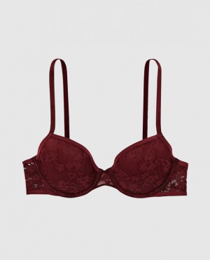 La Senza Lightly Lined Demi Women's Bras Red Burgundy | RGEJ5rN1