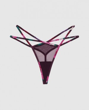 La Senza Mesh G-String Panty Women's Underwear Purple | KtaDKy5O