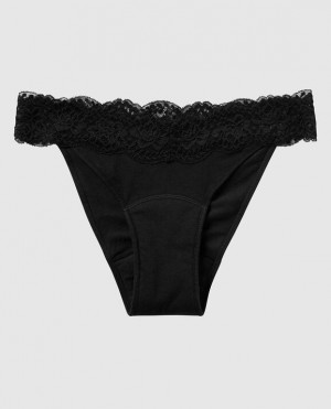 La Senza Mini Cheeky Period Panty Women's Underwear Black | 6PDKEvam