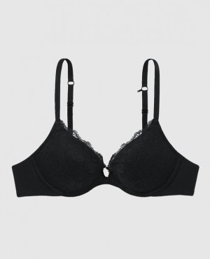 La Senza Push Up Plunge Women's Bras Black | cBV2aaYC