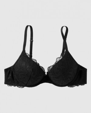 La Senza Push Up Plunge Women's Bras Black | PbObkB6x