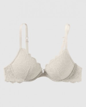 La Senza Push Up Plunge Women's Bras Cream | Mm5OM9QW