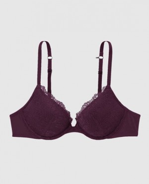 La Senza Push Up Plunge Women's Bras Purple | aIGBTLJT