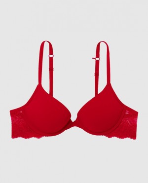 La Senza Push Up Plunge Women's Bras Red | 2nFkZYDs