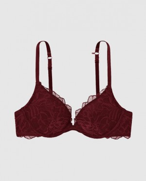 La Senza Push Up Plunge Women's Bras Red Burgundy | jZfHccT7