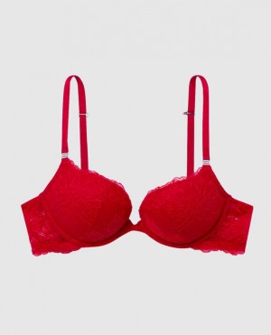 La Senza Push Up Women's Bras Red | bOoLO7IO