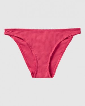 La Senza Ribbed Bikini Panty Women's Underwear Sweet Raspberry | WDpOGWku