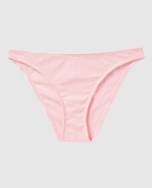 La Senza Ribbed Bikini Panty Women's Underwear Pink | RX8FnUHb